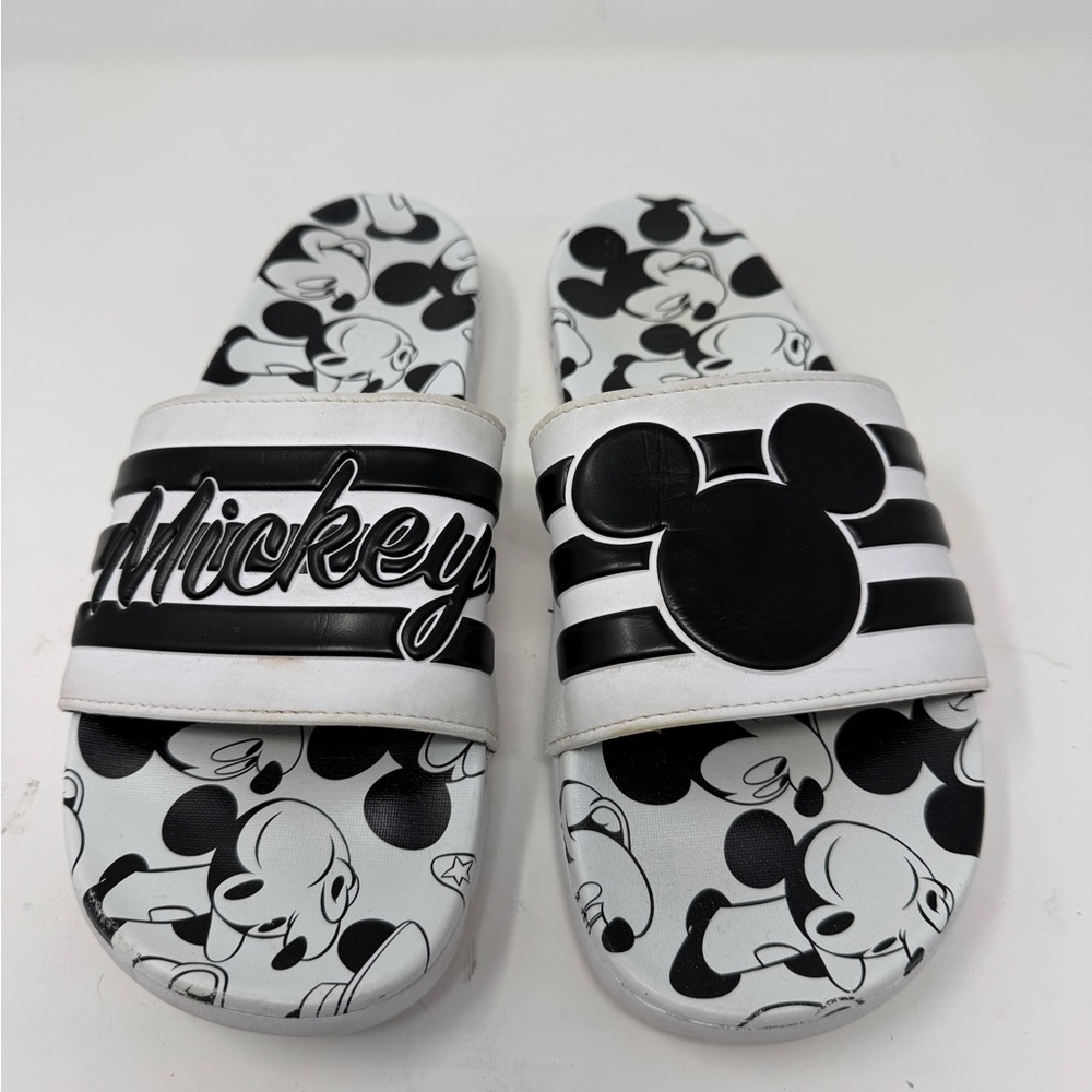 adidas Black and White Mickey Mouse Slide Sandals